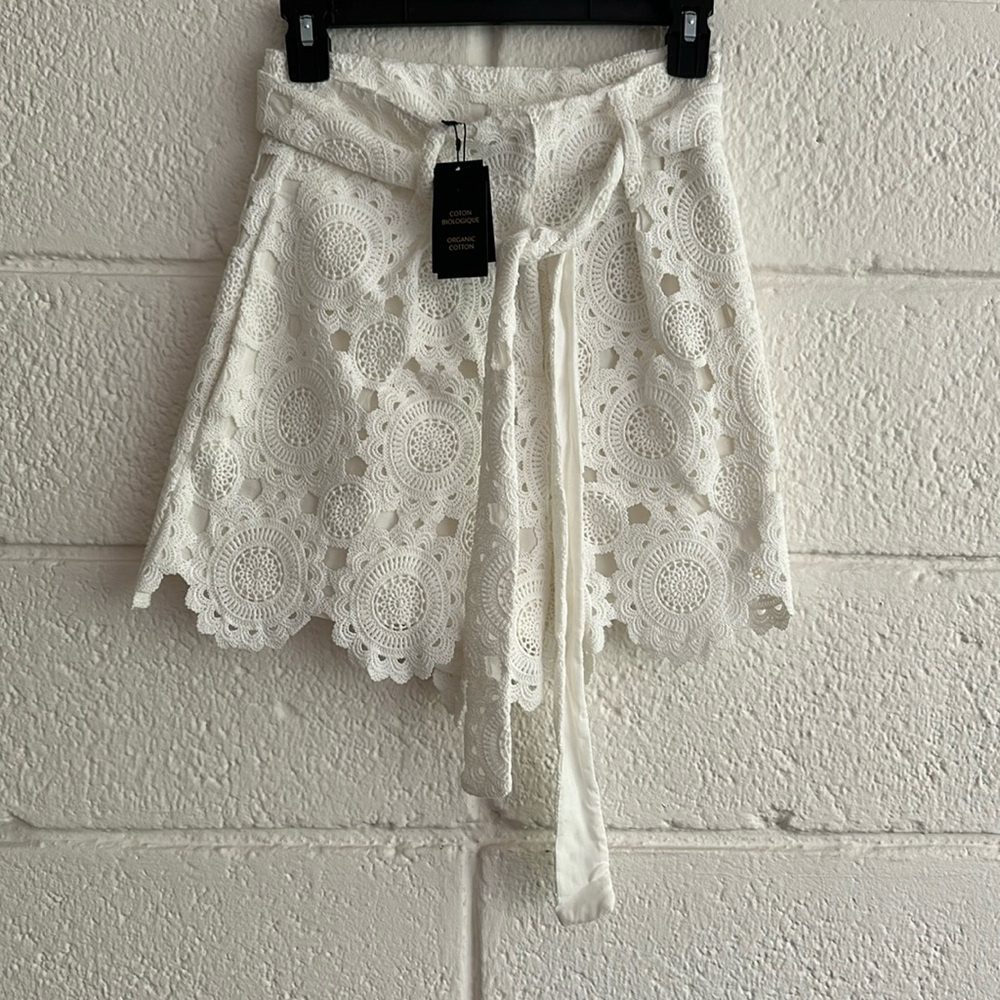 Maje white lace shorts